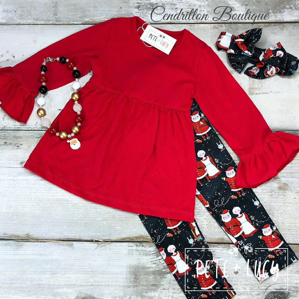 Pete+Lucy Girl Holiday Pant Set 6-12Mos